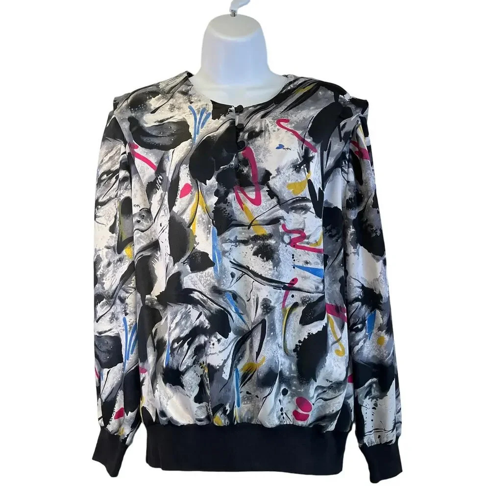 Tops N Tops Vintage Womens 12 Pullover Artistic Long Sleeves Blouse